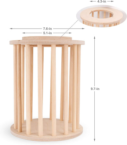 Hay Feeder Less Wasted Wooden Food Feeding Rack for Rabbit Guinea Pig Chinchilla - Standing Pet-Self Feeding Hay Manage