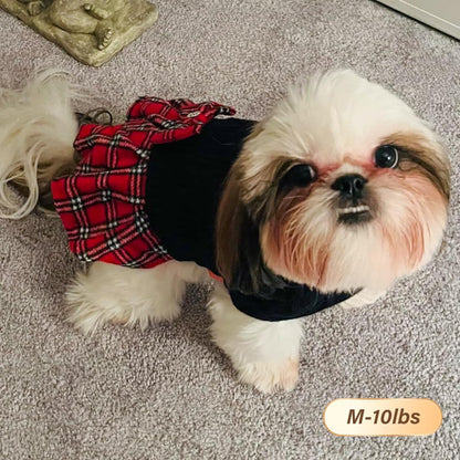 Dog Sweaters for Small Dogs Girl Turtleneck Dog Sweater Small Dog Sweater with Bowtie Buffalo Check Pullover Dog Clothes Knitwear Dog Sweater Dress Dog Coats, Black, Medium