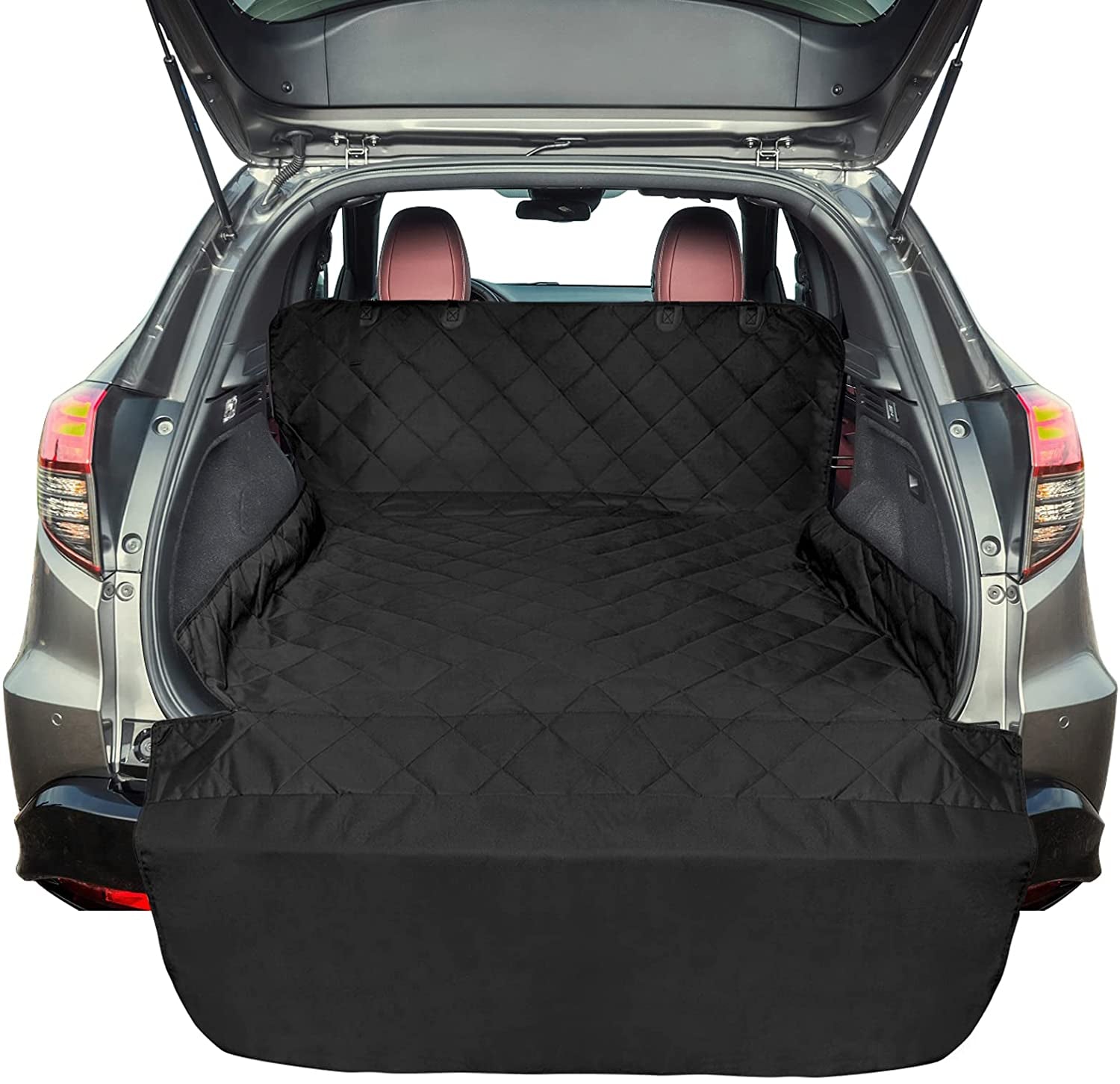 SUV Cargo Liner for Dogs, Water Resistant Pet Cover Dog Seat Mat Suvs Sedans Vans with Bumper Flap Protector, Non-Slip, Large Size Universal Fit, Black