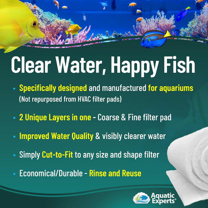 Aquarium Filter Floss for Fish Tank Filters - Filterfirst Aquarium Filter Pad - Media Roll for Crystal Clear Water, 3/4" - 1" Thick (12 Inch Wide, 24 Feet Long)