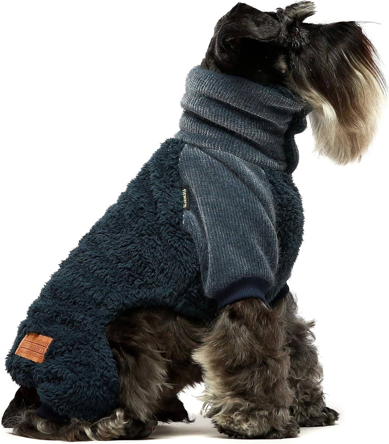 Fuzzy Thermal Turtleneck Dog Clothes Winter Outfits Pet Jumpsuits Cat Coats Velvet Blue Medium