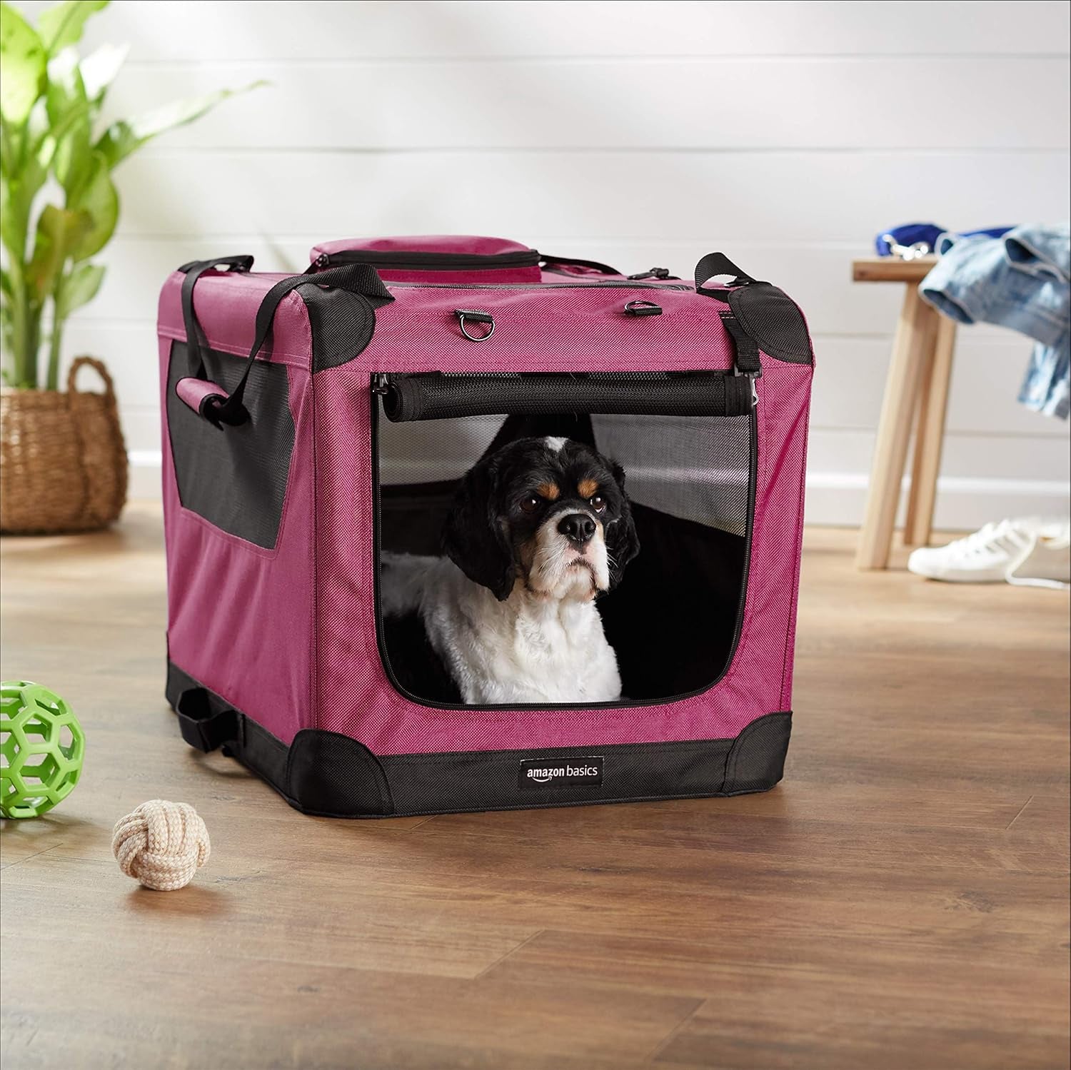 Folding Portable Soft Pet Dog Crate Carrier Kennel, 26 X 18 X 18 Inches, Red