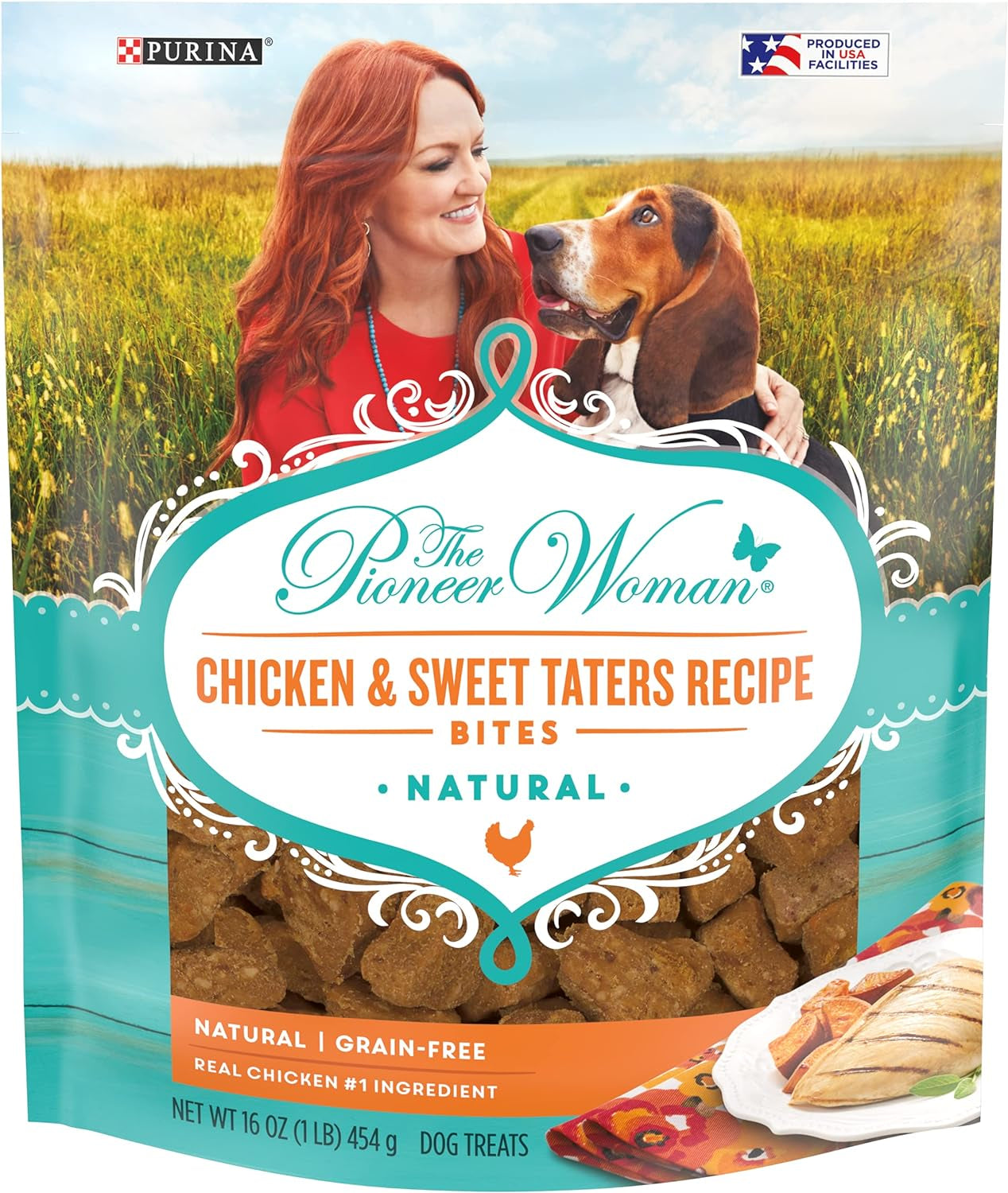 Natural, Grain Free Soft Dog Treats, Chicken & Sweet Taters Recipe Bites - 16 Oz. Pouch