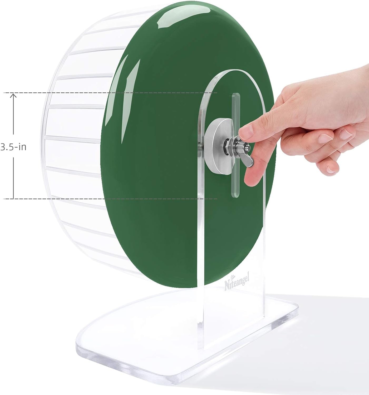 Super-Silent Hamster Exercise Wheels: - Quiet Spinner Hamster Running Wheels with Adjustable Stand for Hamsters Gerbils Mice or Other Small Animals (M, Dark Green)