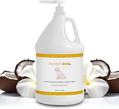 Dog Shampoo for Smelly Dogs - Skin-Friendly, Oatmeal Dog Shampoo and Conditioner for Dry and Sensitive Skin - Moisturizing Puppy Wash Shampoo, Coconut Vanilla Bean Scent, 1 Gallon