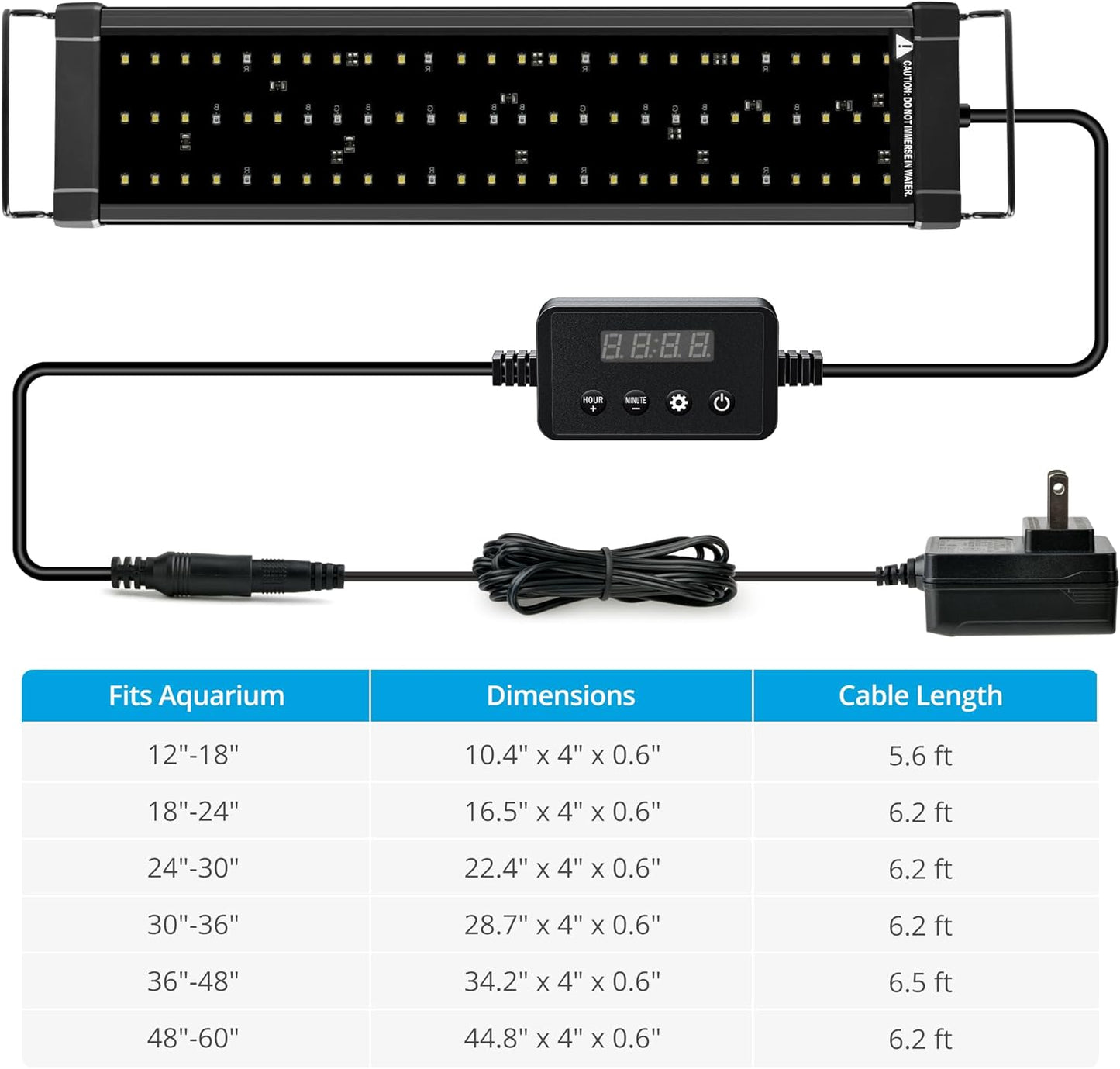 Classicled plus LED Aquarium Light with Timer, 32 Watts, for 48 to 54 Inch Fish Tank Light, Daylight and Moonlight Cycle, Brightness Adjustable