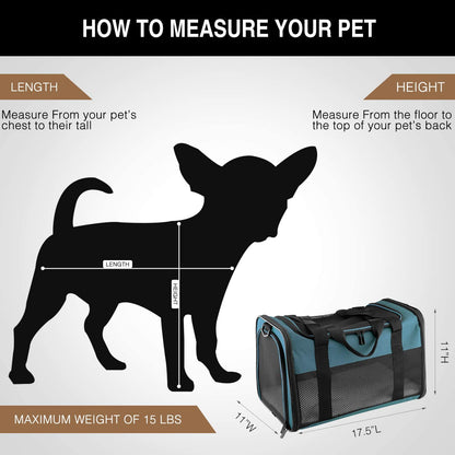 Cat Carrier - Portable Foldable Dog Pet Carrier, Soft-Sided Pet Bag up to 15 Lbs, Airline Approved Travel Puppy Carrier