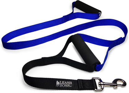 Original - Heavy Duty Dog Leash for Large Dogs - No Pull Double Handle Training Lead for Walking Big Dogs - Dog Leashes with Padded Handle for Control and Safety (Blue)