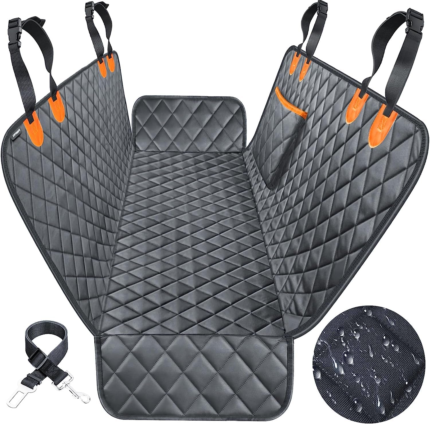 100% Waterproof - Scratch Proof & Nonslip Backing & Hammock, Quilted, Padded, Durable Pet Seat Covers for Cars Trucks and Suvs