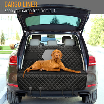 Dog Car Seat Cover for Back Seat, Waterproof Pet Protection Hammock, SUV Truck Car Backseat Protector with Safety Features, Black