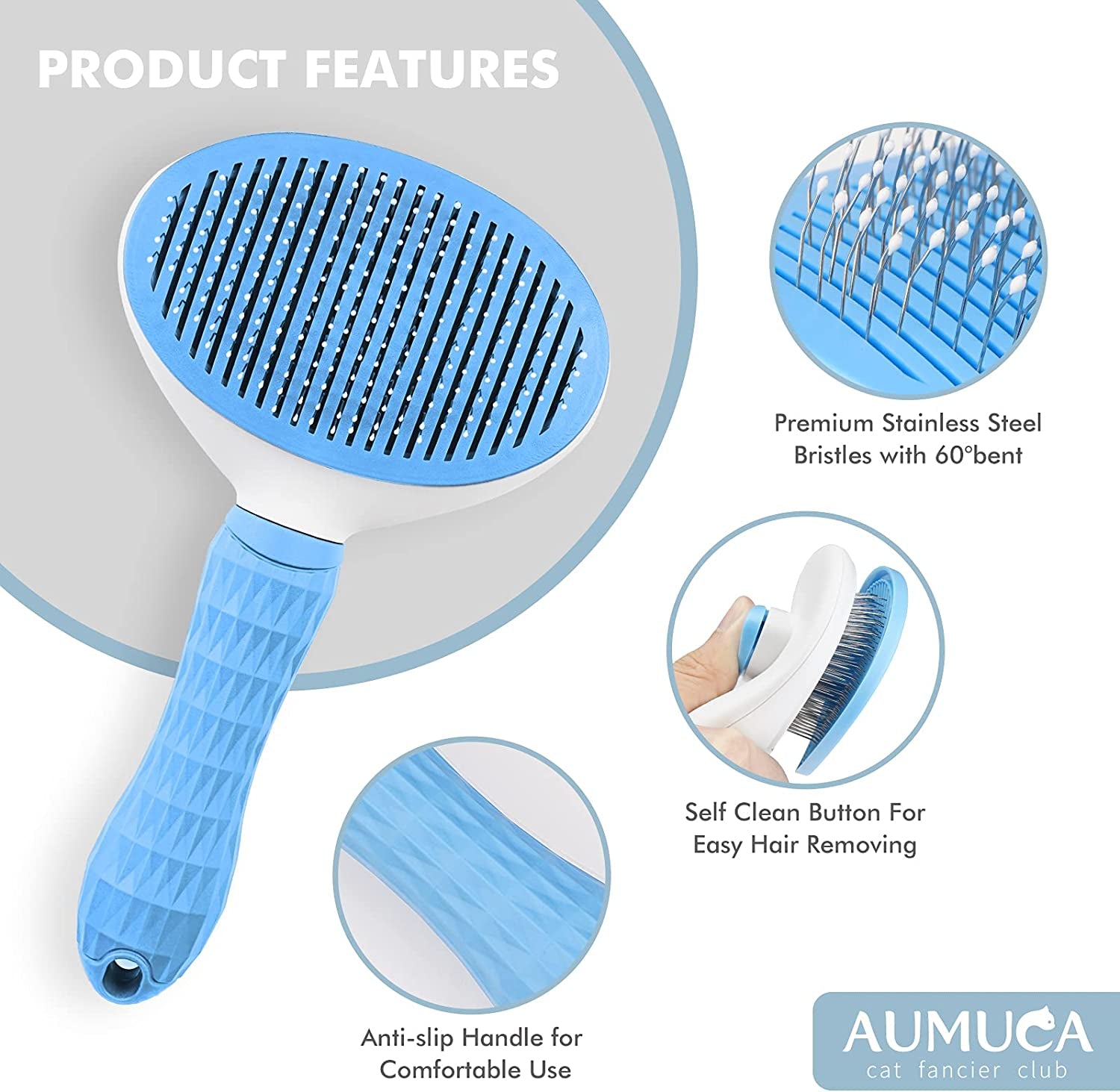 Cat Brush and Dog Brush, Cat Brush for Shedding and Grooming with Long or Short Hair Self Cleaning Slicker Brush