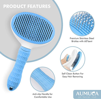 Cat Brush and Dog Brush, Cat Brush for Shedding and Grooming with Long or Short Hair Self Cleaning Slicker Brush