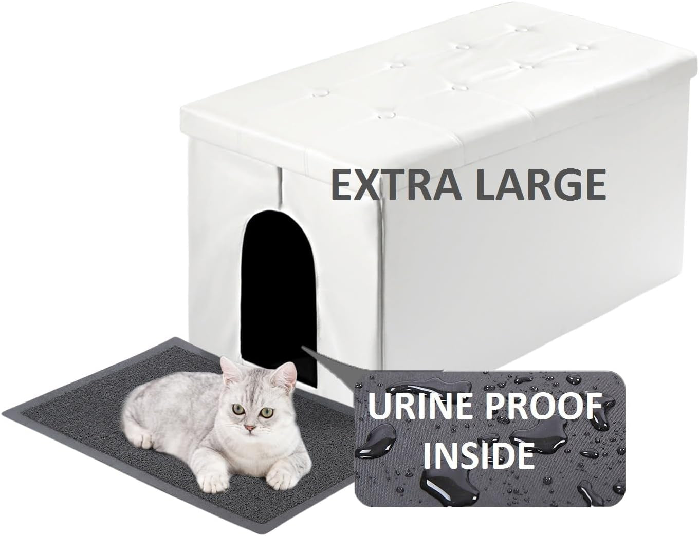 Cat Litter Box Enclosure Furniture Hidden, Cat Washroom Bench Storage Cabinet | Extra Large 35.4'' X 19.7'' X 19.7''| Dog Proof | Waterproof Inside/Easy Clean | Easy Assembly | Odor Control