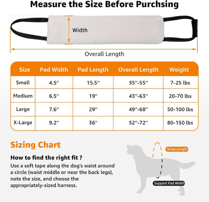 Portable Dog Sling for Back Legs, Hip Support Harness to Help Lift Rear for Canine Aid Old K9 Cruciate Ligament Rehabilitation