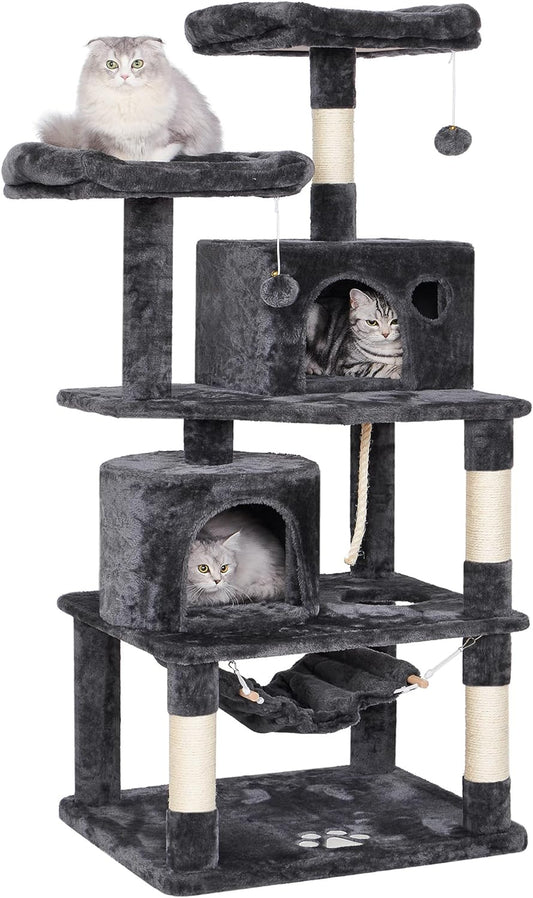 Cat Tree Condo Cat Tower for Indoor Cats Kitten Furniture Activity Center Pet Kitty Play House with Sisal Scratching Posts Perches Hammock Grey MMJ01B