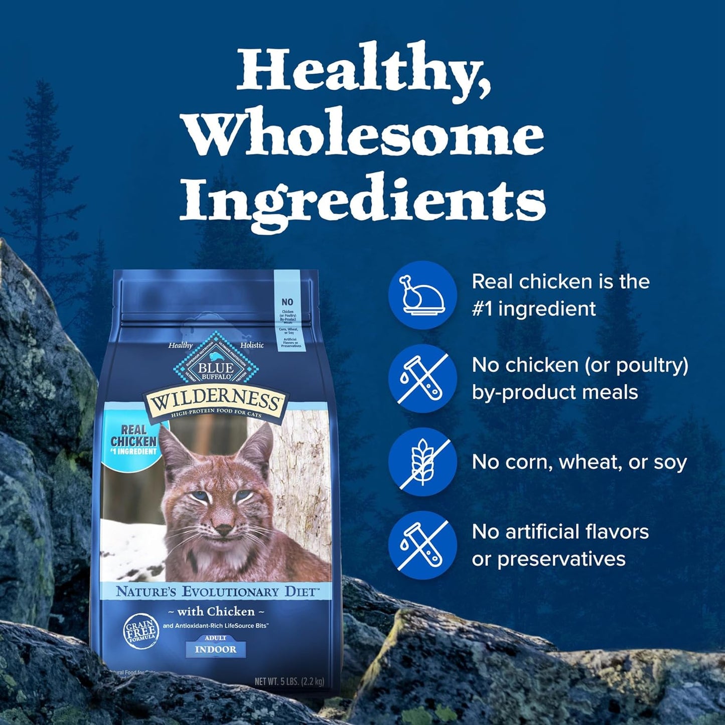 Blue Buffalo Wilderness Nature'S Evolutionary Diet High-Protein, Grain-Free Natural Dry Food for Adult Cats, Chicken, 11-Lb. Bag