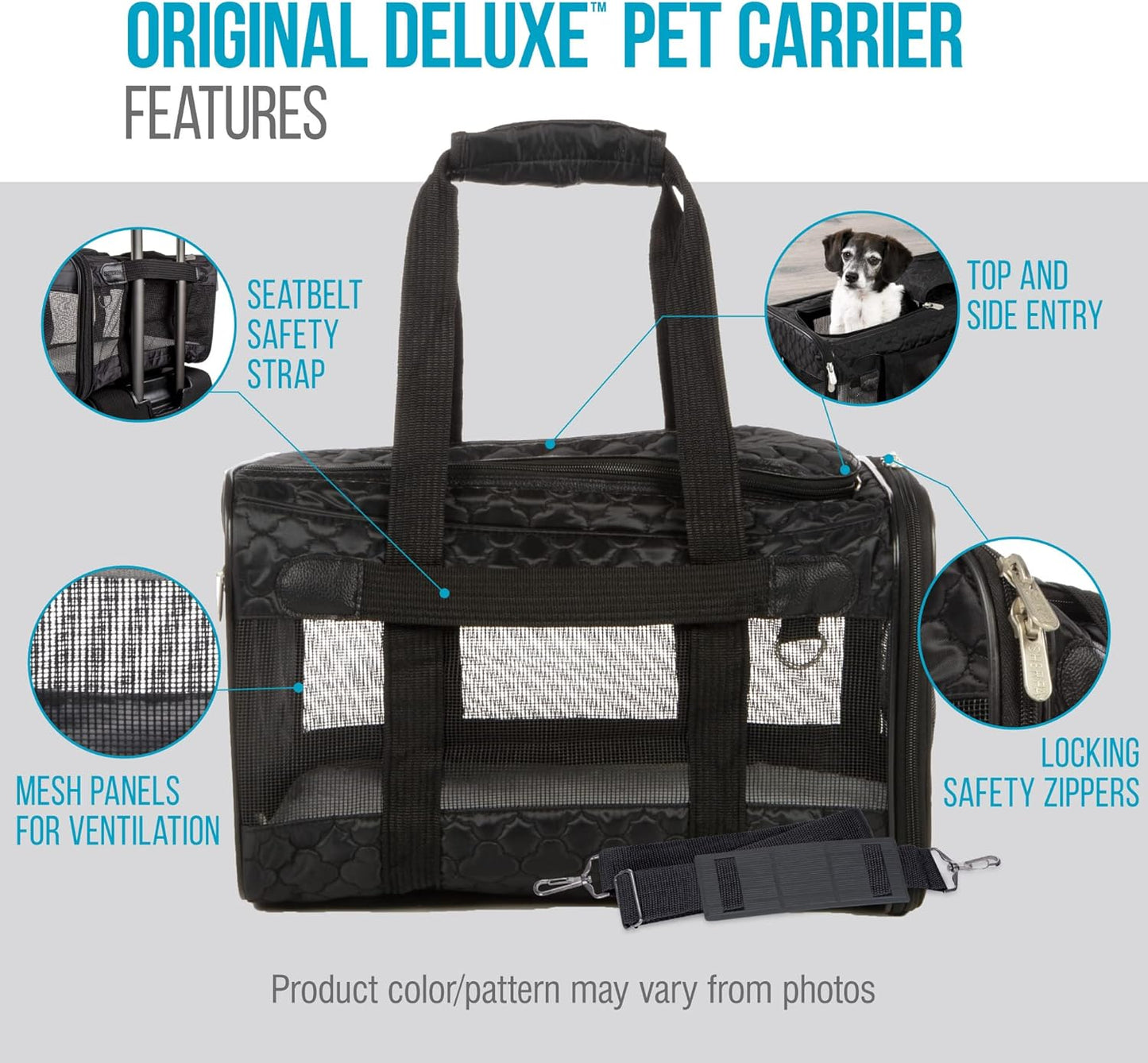 Original Deluxe Travel Pet Carrier, Airline Approved - Black Lattice, Large