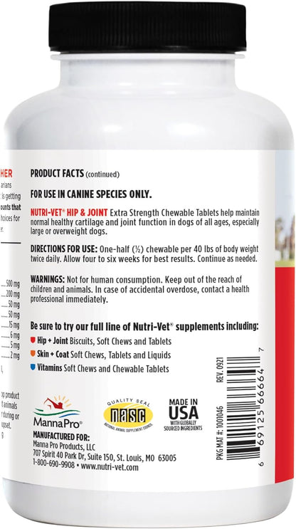 Extra Strength Hip & Joint Supplement for Dogs | Formulated with Glucosamin & Chondroitin | 120 Chewable Tablets