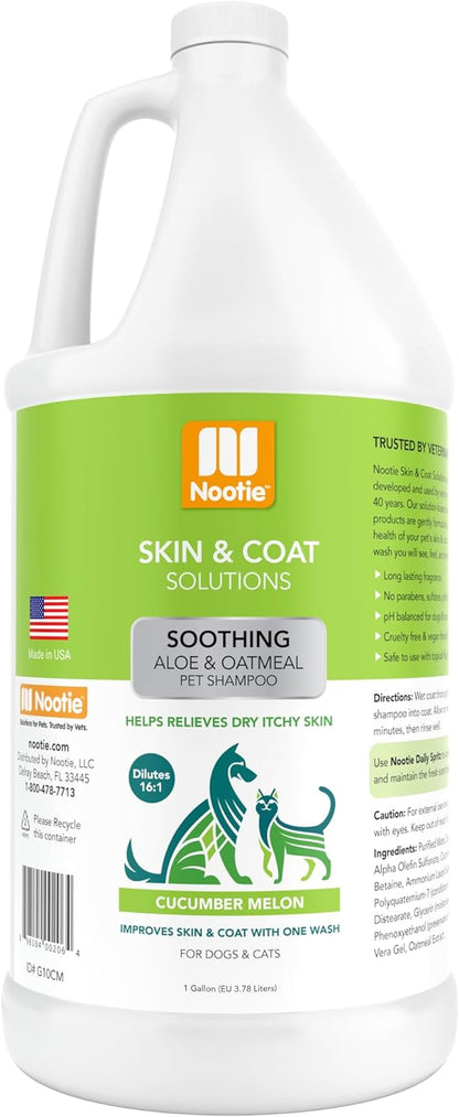 Aloe&Oatmeal Pet Shampoo for Sensitive Skin-Long Lasting Cucumber Melon Shampoo-Helps Relieve Dry Itchy Skin for Dogs&Cat-Natural Ingredient-Soap Paraben&Sulfate Free-Cleans Conditions-1 Gallon