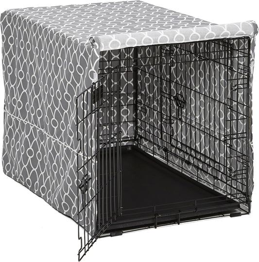 Dog Crate Cover, Privacy Dog Crate Cover Fits Midwest Dog Crates, Crate Cover Only; Machine Wash & Dry; Gray Geo Print; 36 Inch