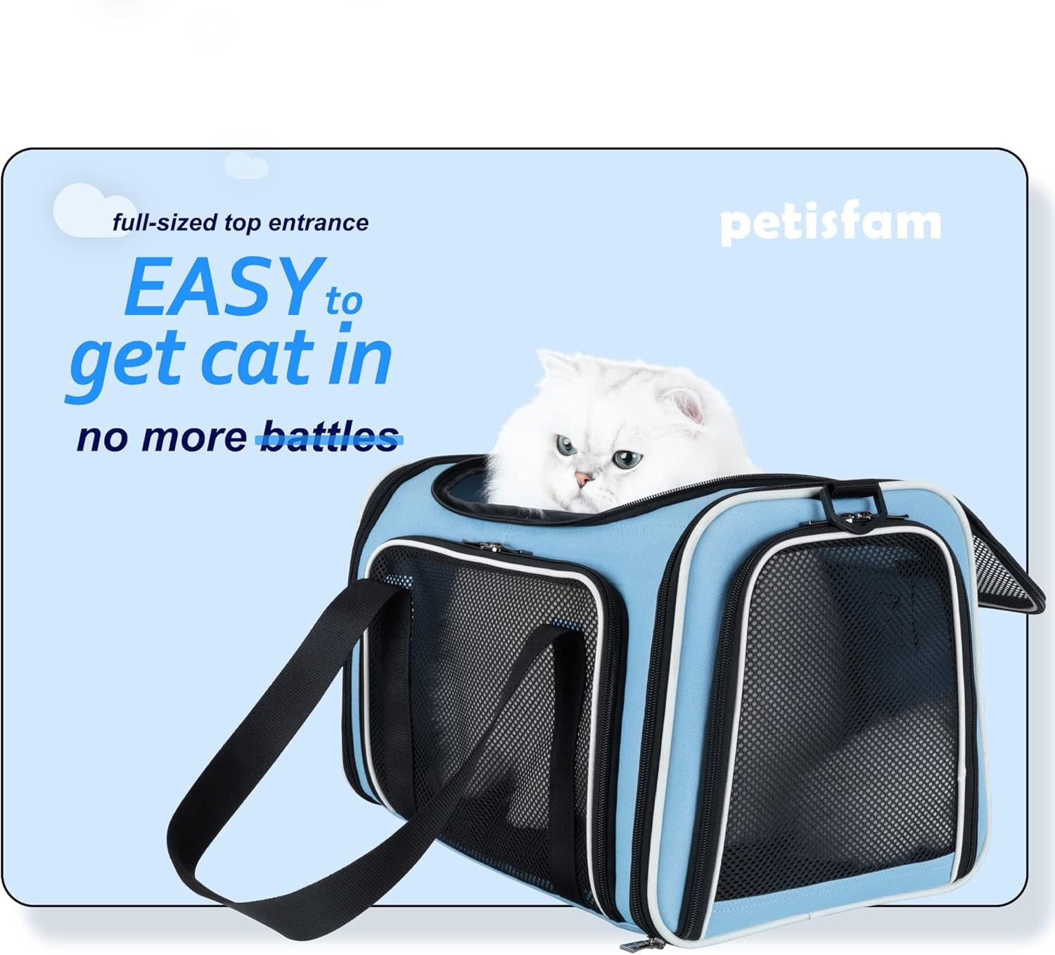 Pet Carrier Bag for Medium Cats and Puppy. TSA Airlined Approced. Easy Vet Visit, Airline Approved, Top Loading, Easy Storage