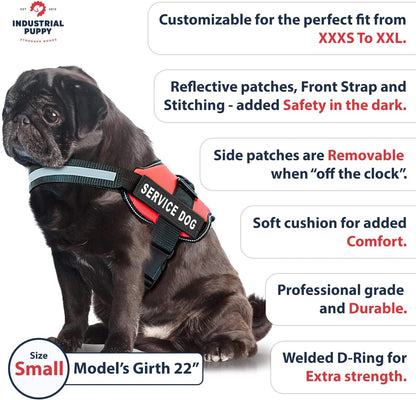 Service Dog Vest for Small Dogs – No Pull Dog Harness in 8 Sizes (XXXS to XXL), Superior No-Fray Reflective Nylon, Adjustable Hook and Loop Straps, Interior Padding, Breathable Mesh