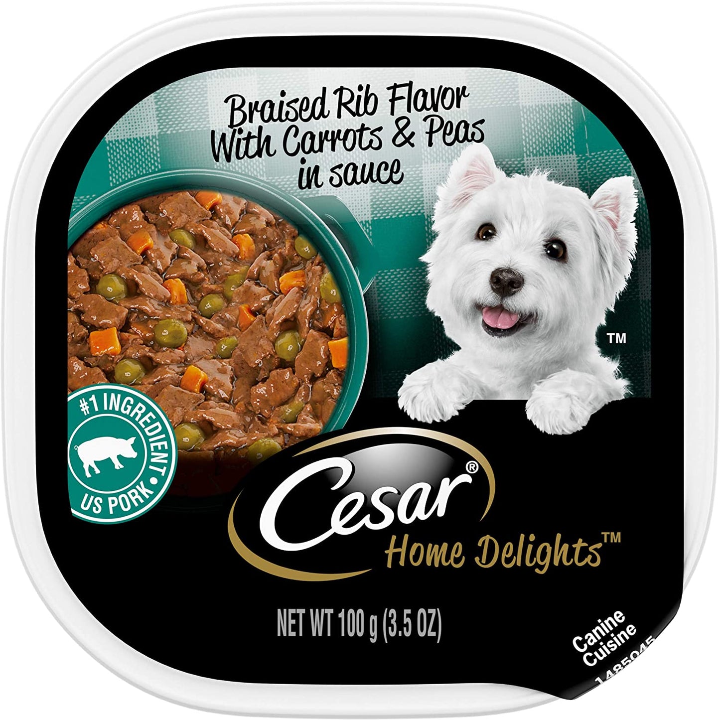 HOME DELIGHTS Adult Soft Wet Dog Food Braised Rib Flavor with Carrots & Peas in Sauce, (24) 3.5 Oz. Trays