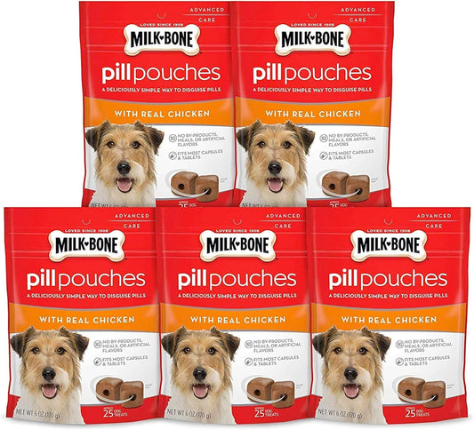 Pill Pouches with Real Chicken Dog Treats, 6 Ounce Bag (Pack of 5)