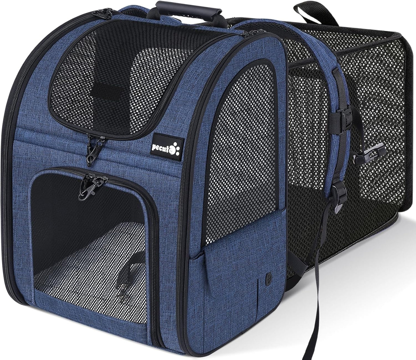 Pet Carrier Backpack, Dog Carrier Backpack, Expandable with Breathable Mesh for Small Dogs Cats Puppies, Pet Backpack Bag for Hiking Travel Camping Outdoor Hold Pets up to 17 Lbs