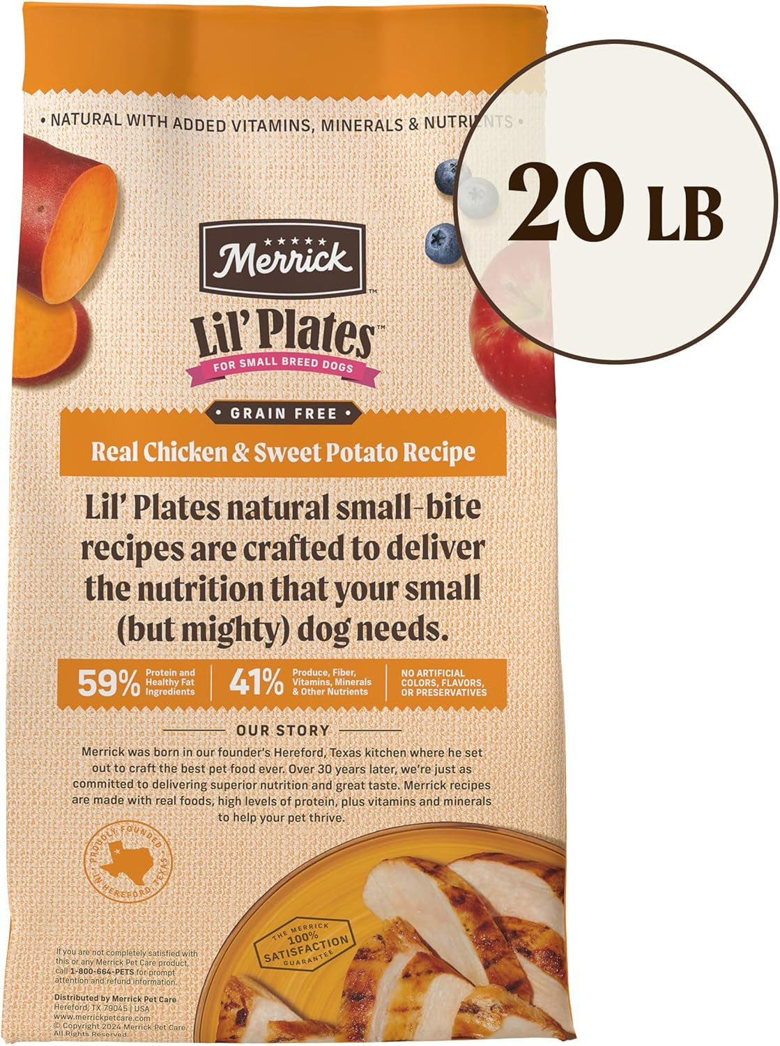 Lil’ Plates Premium Grain Free Dry Dog Food for Small Dogs, Real Chicken and Sweet Potato Kibble - 20.0 Lb. Bag