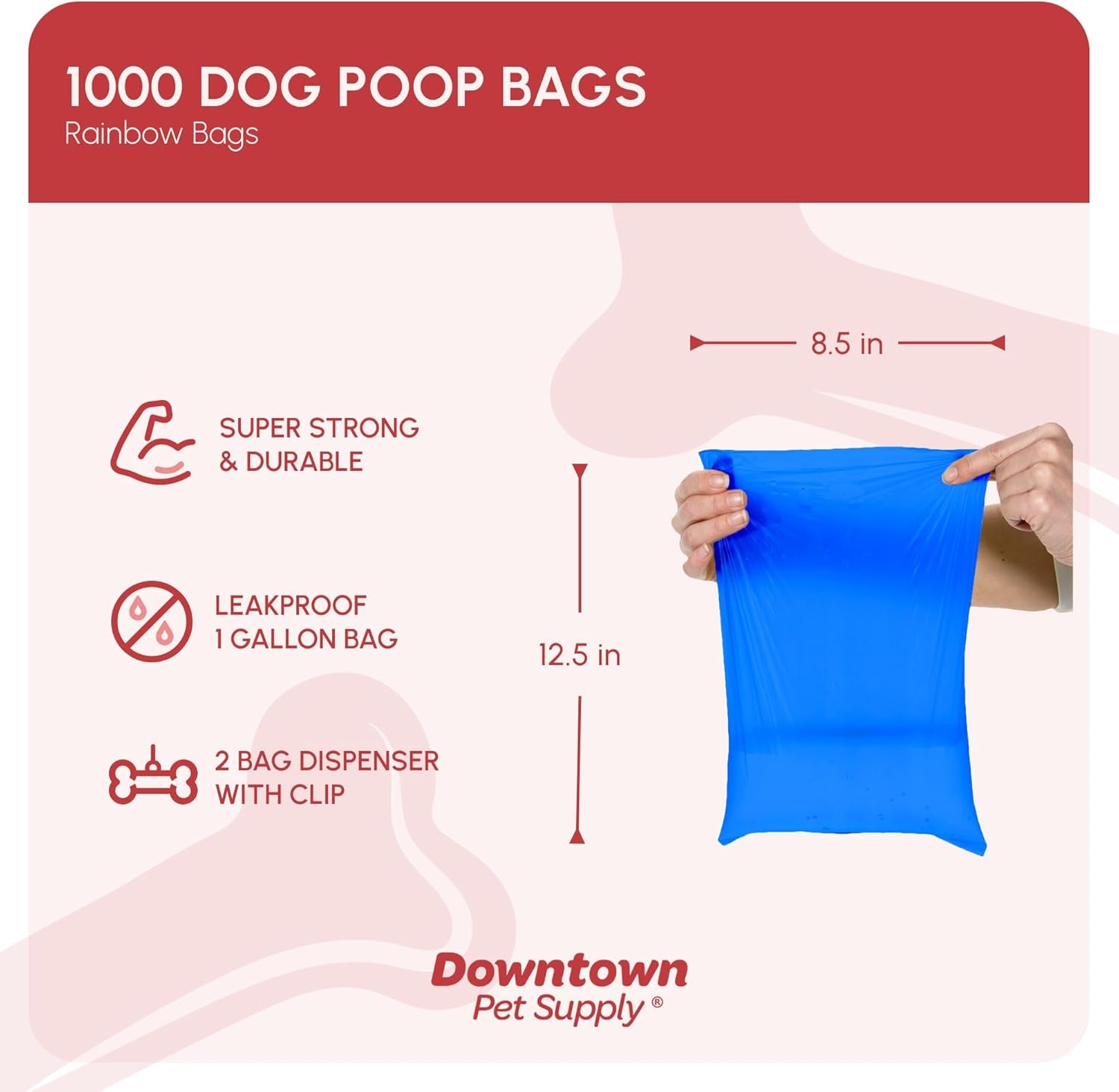 Dog Poop Bags (1000 CT - Rainbow Bags & 2 Dispensers) Waste Bag Dispenser Clips to Dog Leashes Bags & Dog Harnesses- Poop Scoop Bags Are Leak-Proof Bags & Unscented