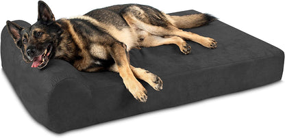 Orthopedic Dog Bed W/Headrest - 7” Dog Bed for Large Dogs W/Washable Microsuede Cover - Elevated Dog Bed Made in the USA W/ 10-Year Warranty (Headrest, XL, Charcoal Gray)