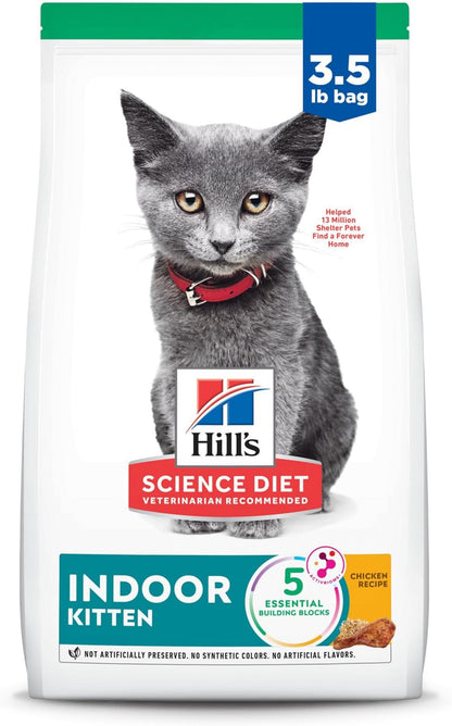 Indoor, Kitten, Easy Litter Box Cleanup, Dry Cat Food, Chicken Recipe, 3.5 Lb Bag