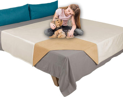 Pet Bed Blanket Reversible 100% Waterproof Velvet Super Soft for Sofa and Bed (40X60 Inches, Cream+Sand)