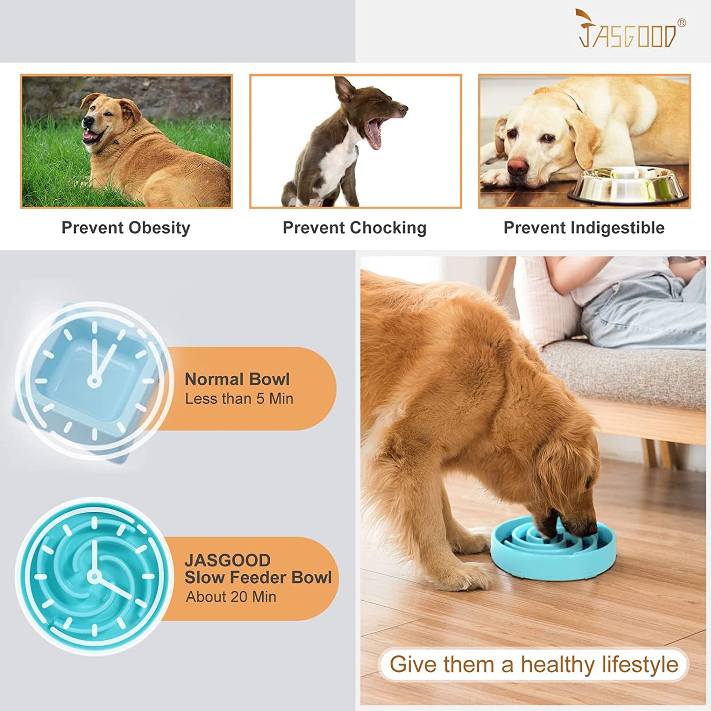 Slow Feeder Dogs Bowl for Large Medium Dogs,Anti-Gulping Pet Slower Food Feeding Bowls Stop Bloat,Preventing Choking Healthy Design Dogs Bowl