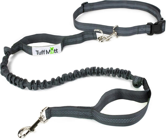 Hands-Free Waist Leash for Dog Walking, Running and Hiking, Adjustable Belt with Double Handle, Reflective Bungee Design for Large & Medium Dogs