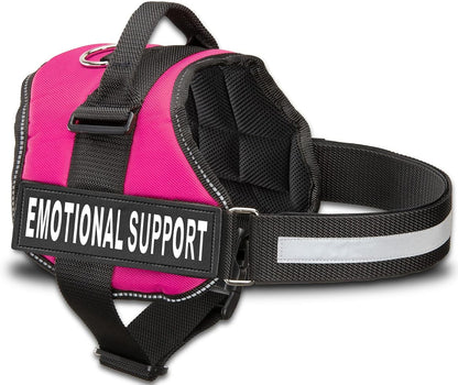 Emotional Support Dog Vest Harness with Reflective Straps, Interchangeable Patches, & Top Handle - ESA Dog Vest in 8 Sizes - Heavy Duty Emotional Support Dog Harness for Working Dogs (Pink, XXS)