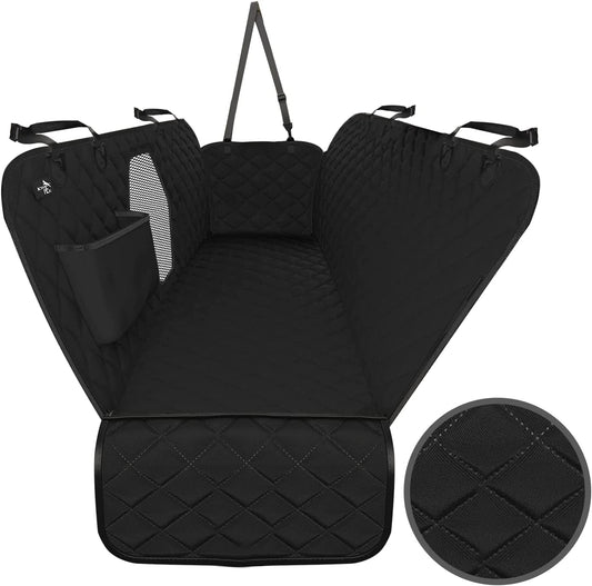 Dog Car Seat Cover for Back Seat, Waterproof Pet Protection Hammock, SUV Truck Car Backseat Protector with Safety Features, Black