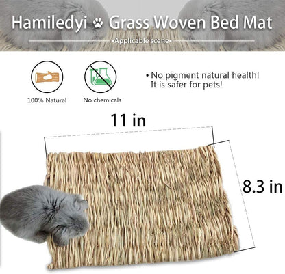 Grass Mat for Rabbit Bunny Chew Toys Woven Bed Mat for Guinea Pig Chinchilla Squirrel Hamster Cat Dog and Small Animal (12 PCS Grass Mat)