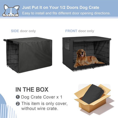 36 Inches Dog Crate Cover Heavy Duty Polyester Pet Kennel Sunshade Universal Fit for Wire Cage (Black)