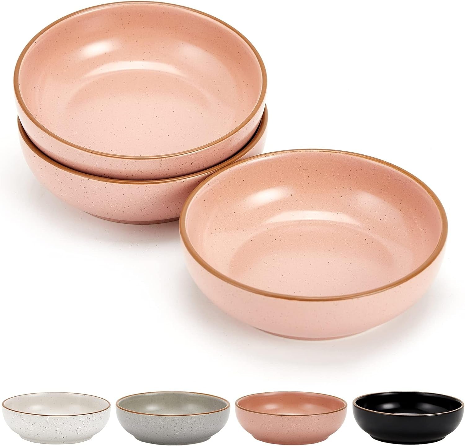 Ceramic Cat Bowls, Howise Pet Bowl Cat Dishes for Food and Water, 5.19 in Cat Food Bowl 3 Pack Pet Dishes for Cats Puppy, Matte Pink Finish