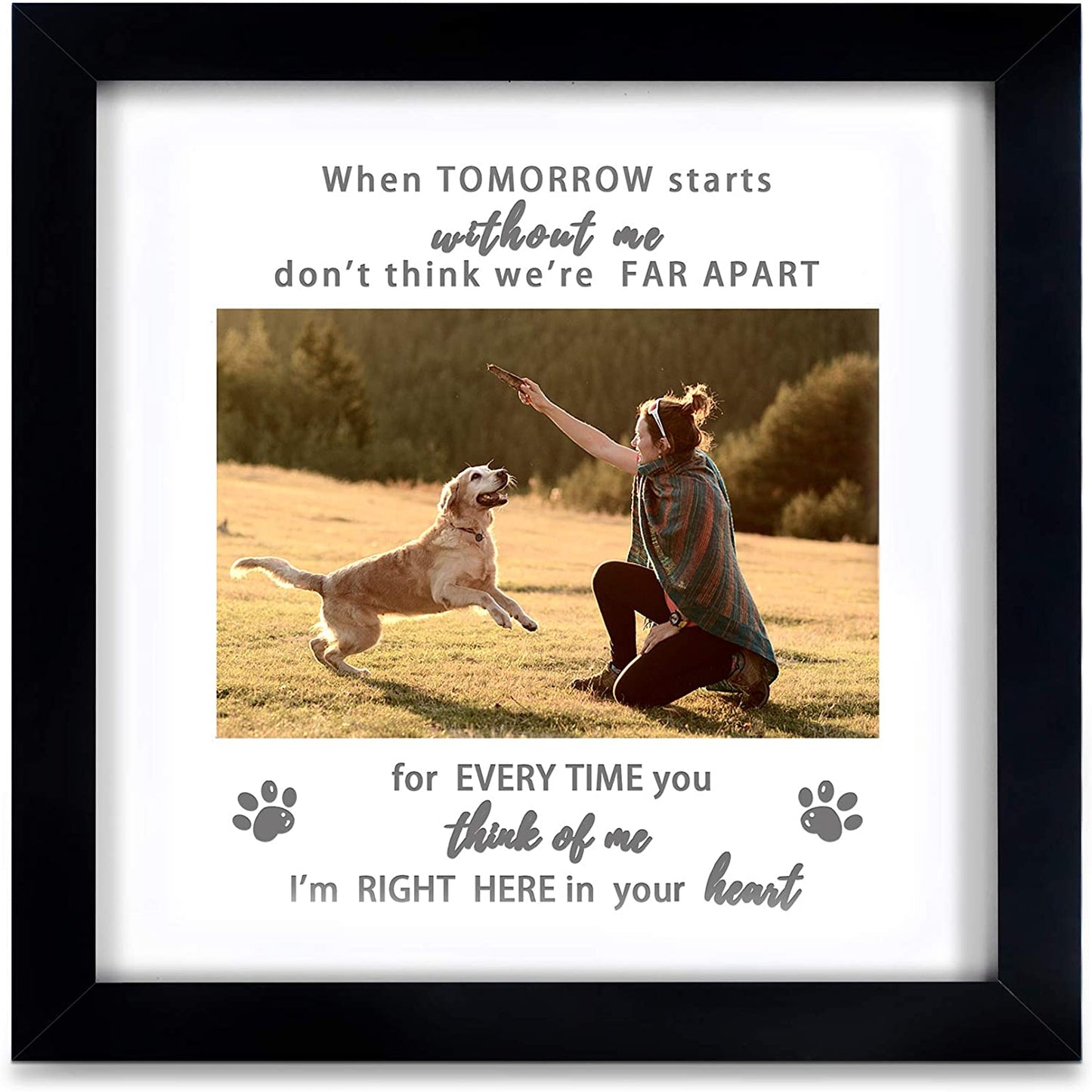 Memorial Picture Frame for Pet Loss Gift - Remembrance Frame for Dog or Cat with Sympathy Tribute Keepsake(9X9 Frame)