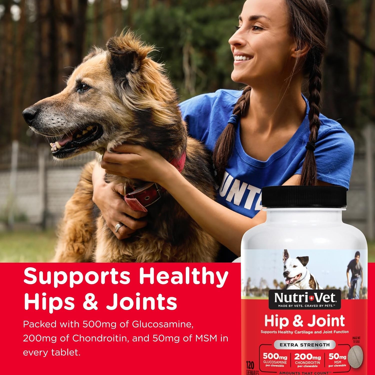 Extra Strength Hip & Joint Supplement for Dogs | Formulated with Glucosamin & Chondroitin | 120 Chewable Tablets