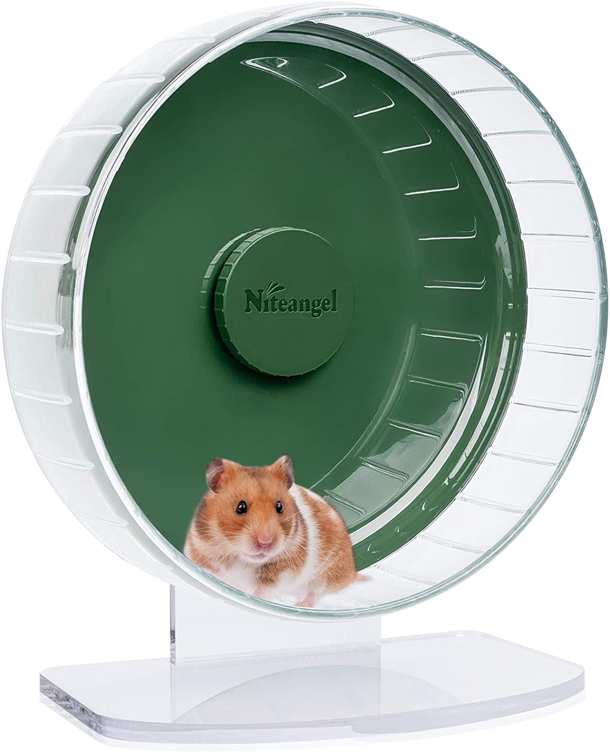 Super-Silent Hamster Exercise Wheels: - Quiet Spinner Hamster Running Wheels with Adjustable Stand for Hamsters Gerbils Mice or Other Small Animals (M, Dark Green)