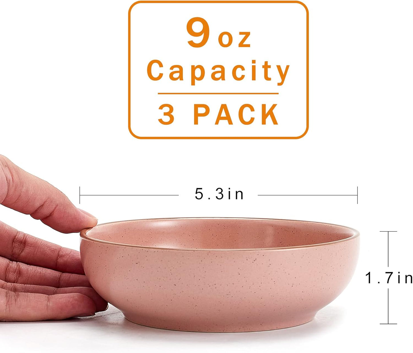 Ceramic Cat Bowls, Howise Pet Bowl Cat Dishes for Food and Water, 5.19 in Cat Food Bowl 3 Pack Pet Dishes for Cats Puppy, Matte Pink Finish