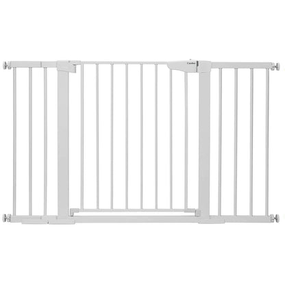 29.7-51.5" Baby Gate Extra Wide, Safety Dog Gate for Stairs, Easy Walk Thru Auto Close Pet Gates for the House, Doorways, Child Gate Includes 4 Wall Cups,White, Mom'S Choice Awards Winner