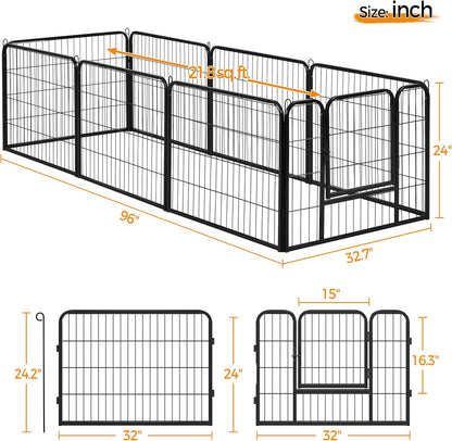 Dog Playpen Indoor, Extra Wide Outdoor Dog Fence Foldable Pet Puppy Exercise Pen for Yard/Garden/Rv Camping, 8 Panels 24 Inch Height X 32 Inch Width