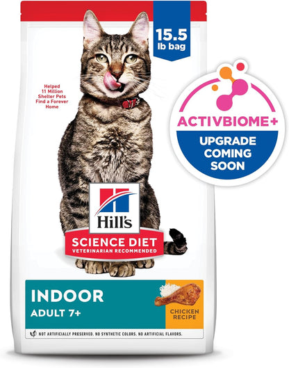 Indoor, Senior Adult 7+, Easy Litter Box Cleanup, Dry Cat Food, Chicken Recipe, 15.5 Lb Bag