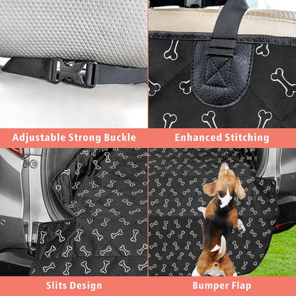 SUV Cargo Liner for Dogs, Water Resistant Pet Cargo Cover Dog Seat Cover Mat for Suvs Sedans Vans with Bumper Flap Protector, Non-Slip, Large Size Universal Fit, Bone