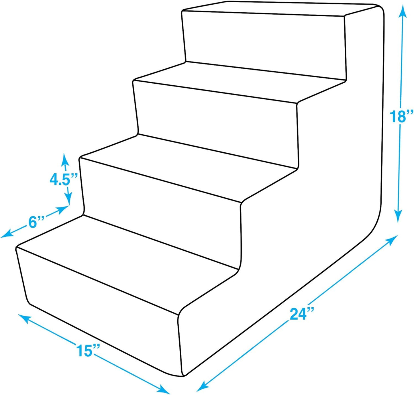 Dog Stairs & Steps - Foam Steps for Small Dogs & Cats, Non-Slip Indoor Balanced Pet Step Support, Dog Ramp, No Assembly, Lambswool, 4-Step (18-Inch Height)